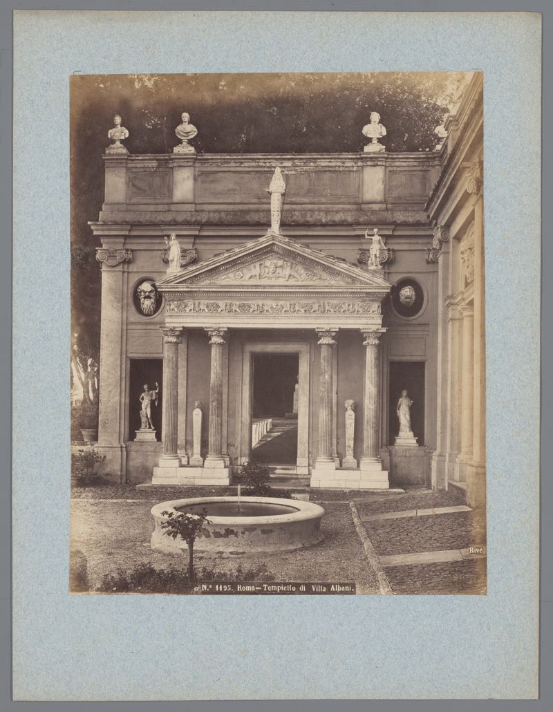 Temple at Villa Albani in Rome, albumen print by Roberto Rive