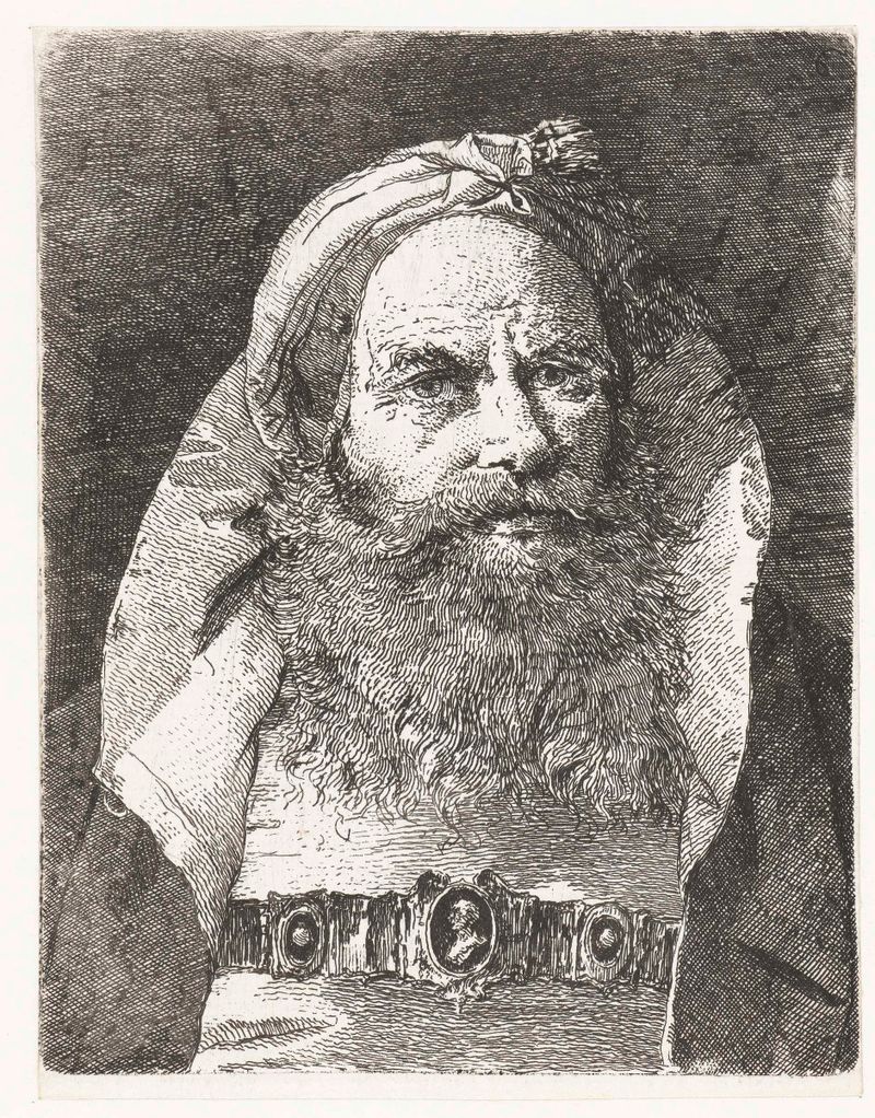 Retrato de um homem com um pequeno turbante, gravura de Giovanni Domenico Tiepolo