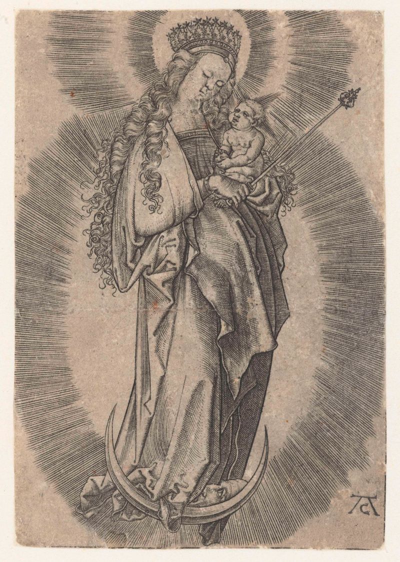Engraving by Monogrammist AC of Virgin Mary with Christ child, 16th century