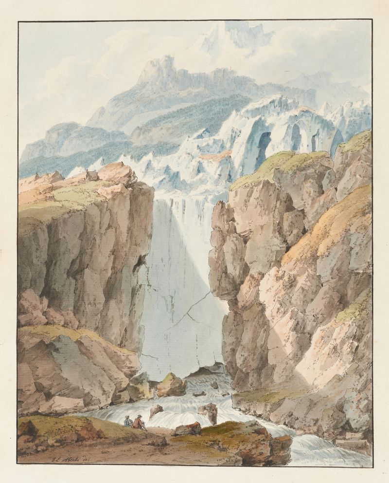 Paisaje de glaciar de Johann Ludwig Aberli, medio desconocido