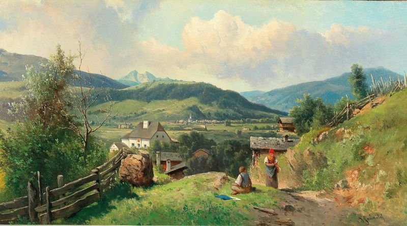 Landscape of Radstadt im Pongau, oil on canvas by Carl Franz Emanuel Haunold