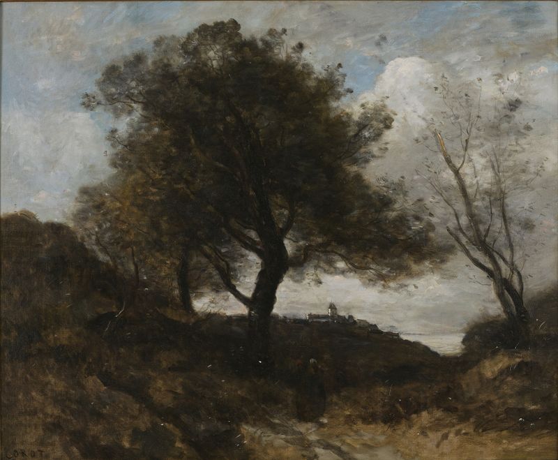Pintura al óleo de Jean-Baptiste-Camille Corot que representa un prado iluminado por el sol en Normandía