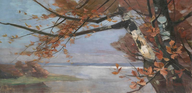 Autumn landscape with trees by Karl Hagemeister, oil on canvas