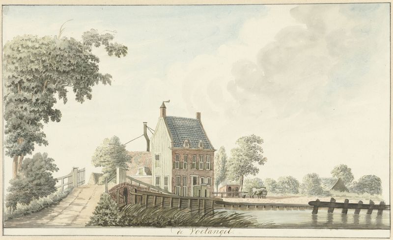 Landscape featuring a quaint inn by Hendrik Tavenier, oil painting
