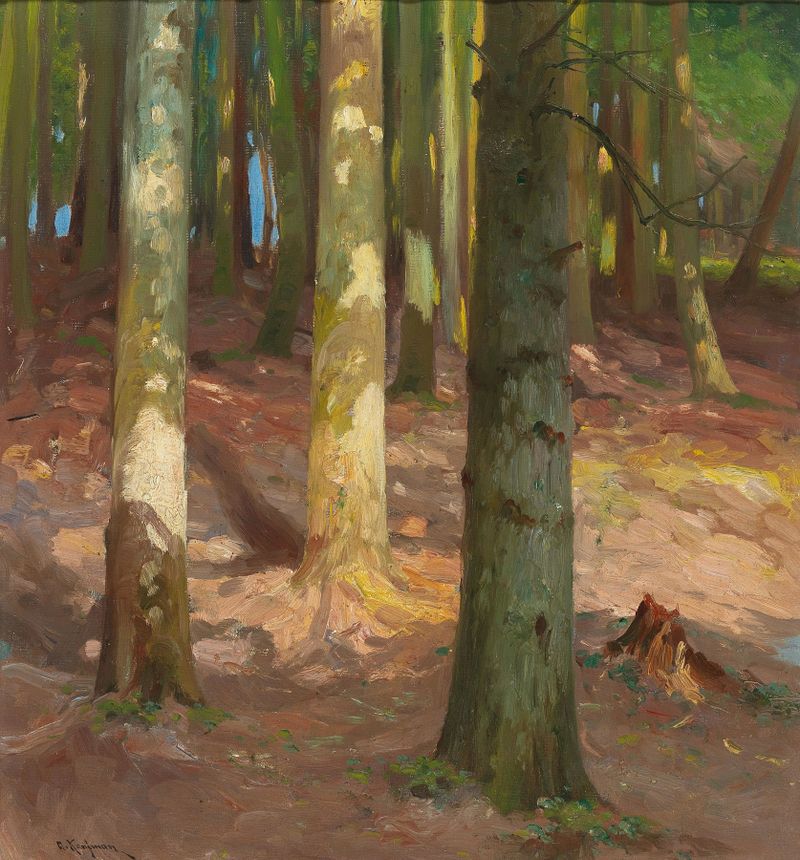 Wald de Adolf Kaufmann, óleo sobre lienzo que representa un paisaje de bosque exuberante