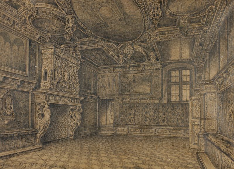 Interior del Ayuntamiento de Gdansk, óleo sobre lienzo de Aleksander Gryglewski