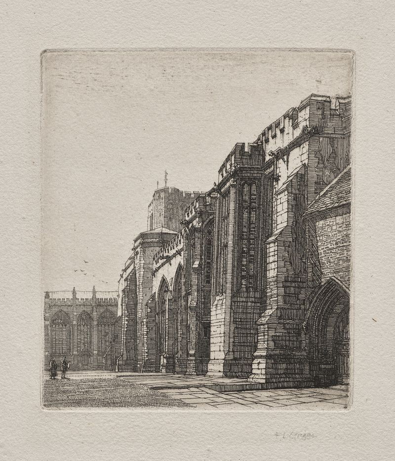 Pintura al óleo de paisaje de Frederick Landseer Maur Griggs con un palacio.