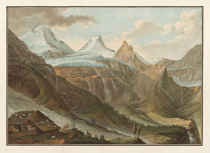 Paisaje con un glaciar de Caspar Wolf, pintura al óleo