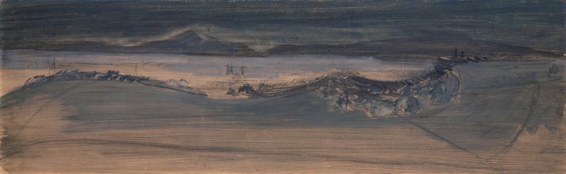 Landscape with hills and light, oil painting by Walter Kurt Wiemken, 1940