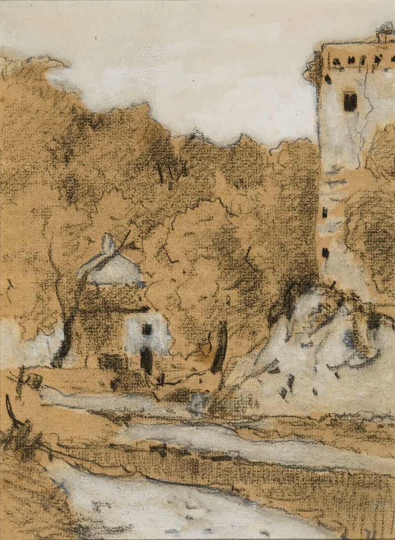 Tower and ruins in Italy, oil painting by Alphonse Asselbergs