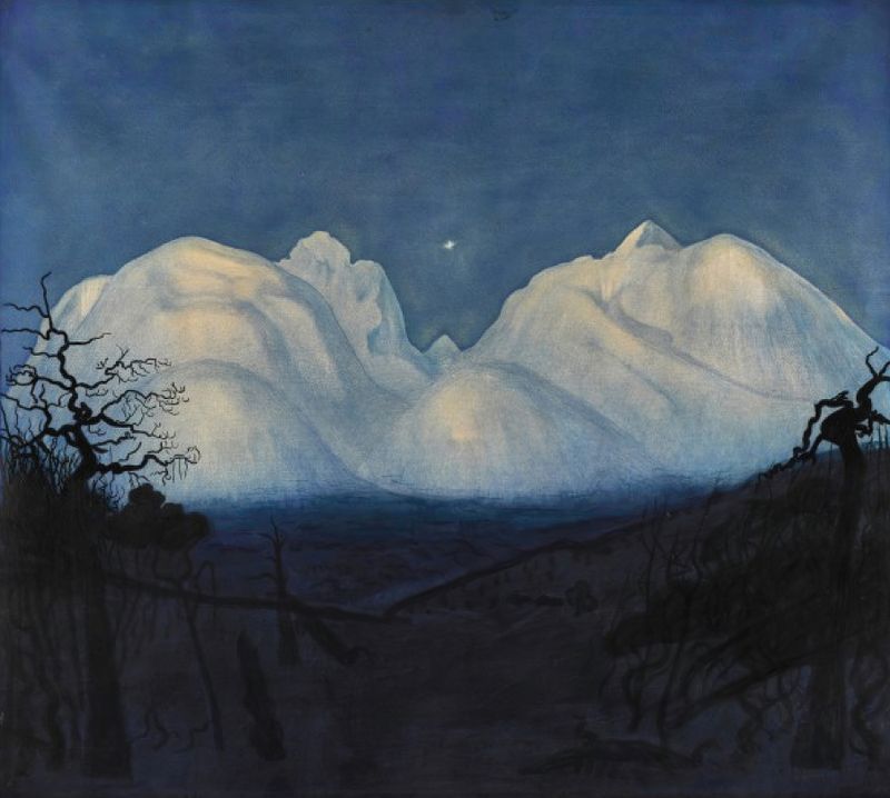 Winter Night in the Mountains, oil on canvas by Harald Sohlberg