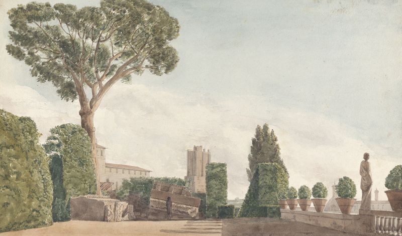 Torre delle Milizie, arquitectura de Lewis Vulliamy, pintura al óleo