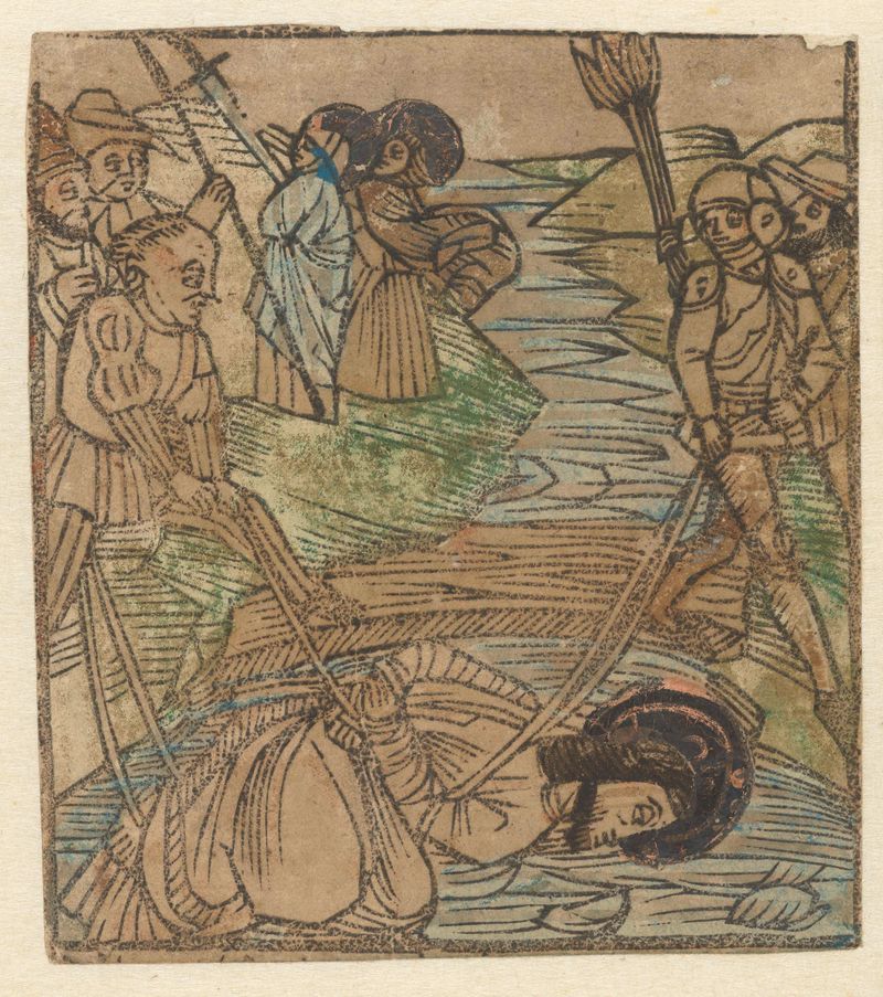 Val van Christus in de beek van Cebron, obra do Renascimento do Norte por Unknown Artist, representando uma figura ao lado...