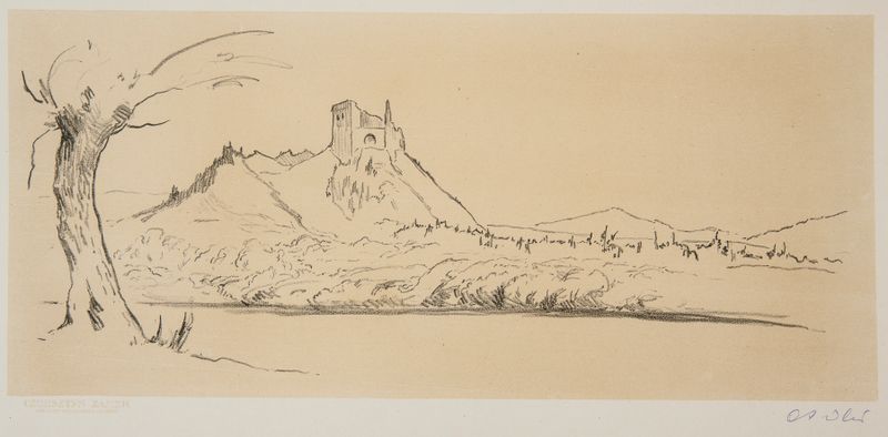 Czorsztyn – Zamek by Andrzej Zygmunt Oleś, oil painting depicting a castle at twilight