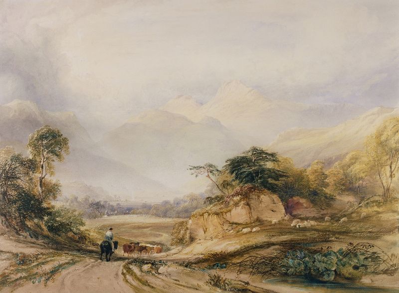 Landscape of Langdale Pikes, oil painting by Copley Fielding