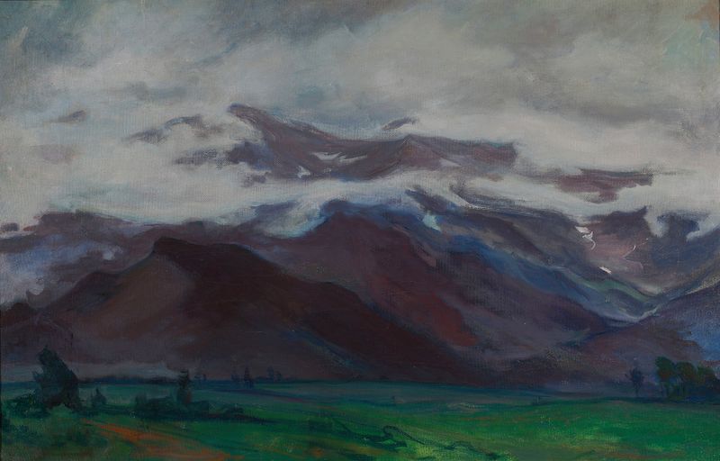 Nuvens sobre a planície abaixo das Montanhas Tatra, óleo sobre tela de Władysław Ślewiński