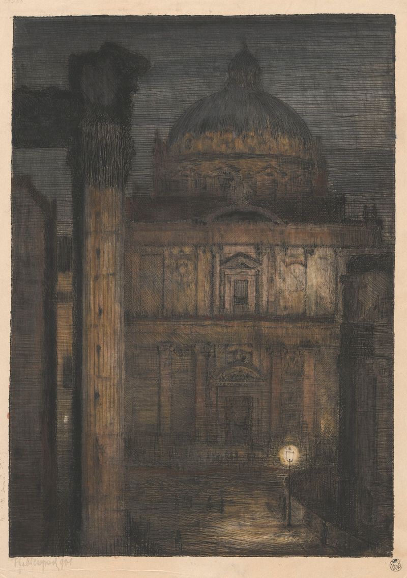 Expresionismo abstracto de Feliks Jabłczyński, 1910, con formas en espiral en ocre y carmesí.