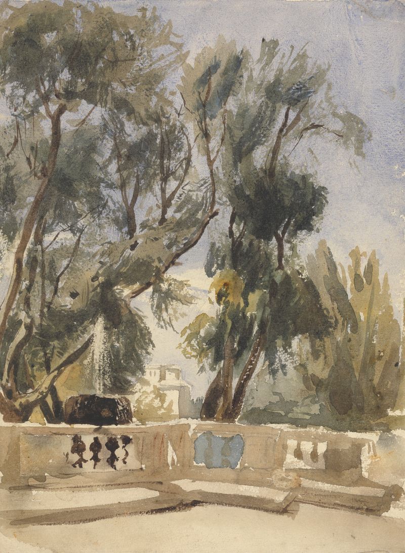 Cena figurativa em uma terraço, pintura a óleo de Alfred Elmore