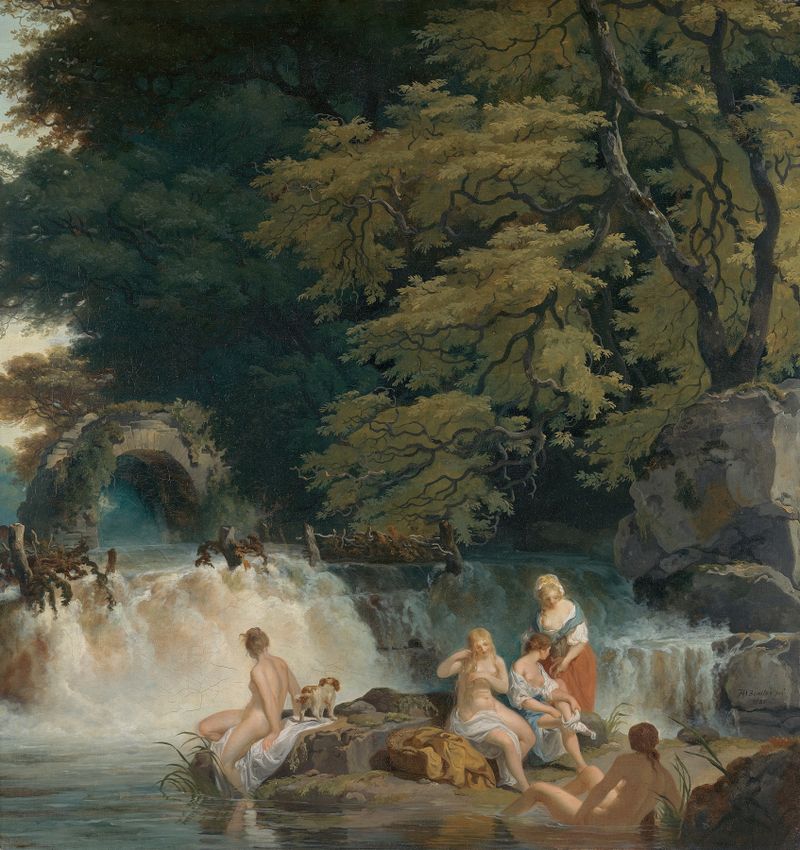 Landscape of The Salmon Leap, Leixlip by Francis Wheatley, oil painting