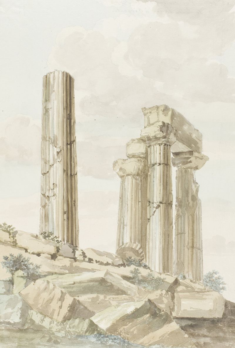 Arquitetura neoclássica do templo por Abraham-Louis-Rodolphe Ducros, 1778