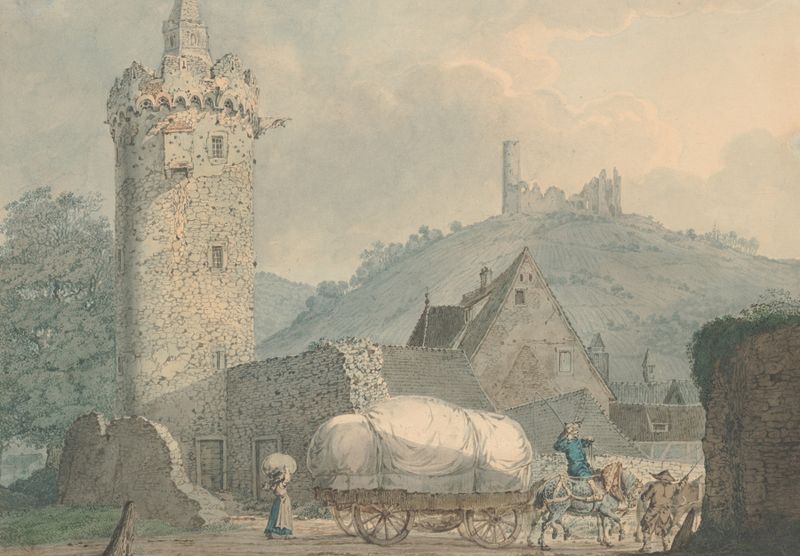 Landscape of Weinheim on the River Neckar by Carl Philipp Fohr, oil painting