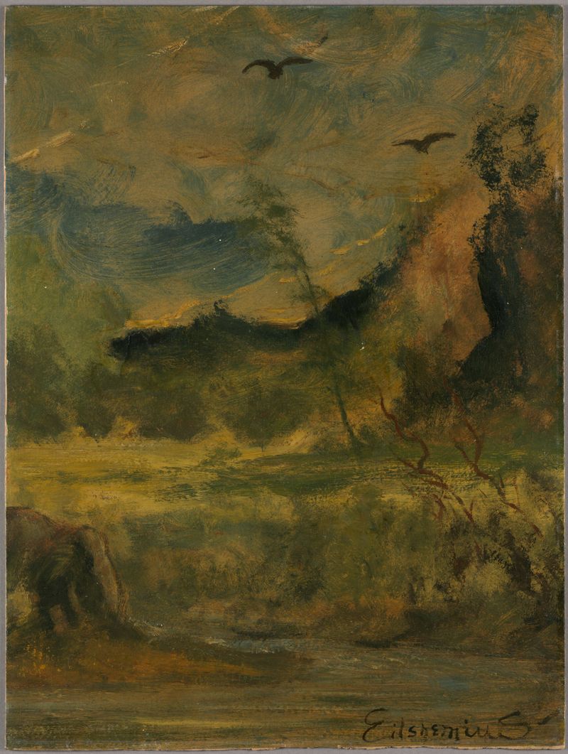 Dois pássaros em cores pastel, pintura a óleo de Louis Michel Eilshemius