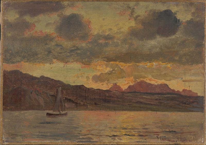 Marine by Carl Frederik Sørensen, oil painting depicting a serene ocean scene