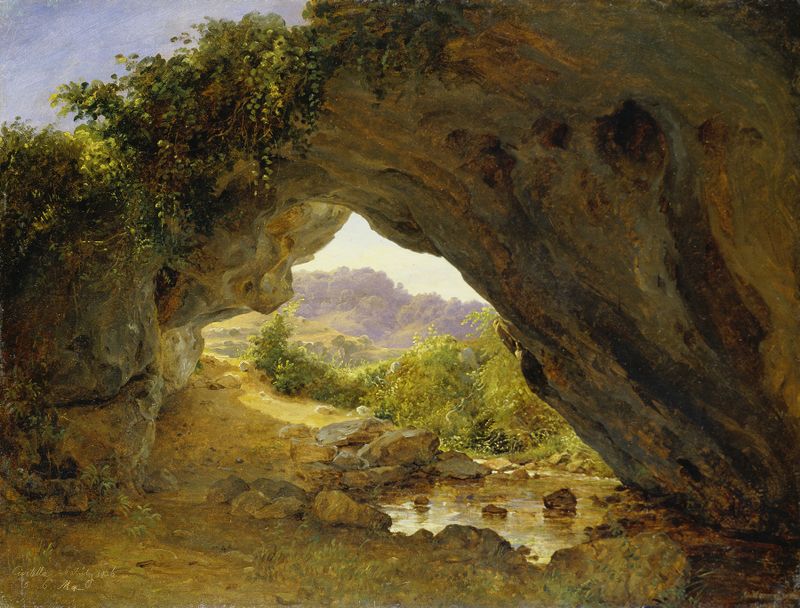Arched Rocks de Carl Morgenstern, óleo sobre tela representando rochas majestosas e uma paisagem serena