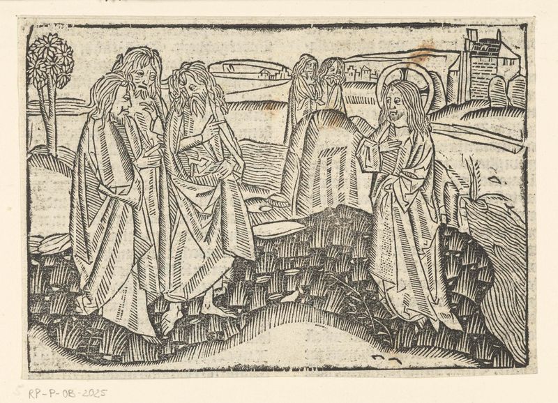 Religious scene with Christ and disciples, paper by Master of Delft