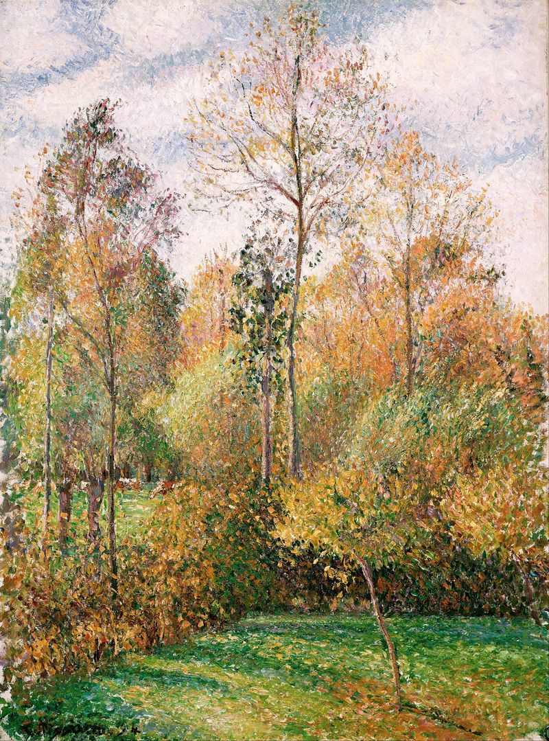 Paisagem de outono com álamos de Camille Pissarro, pintura a óleo