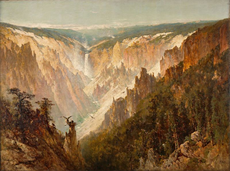 Landscape of The Grand Canyon of the Yellowstone by Thomas Hill, oil painting