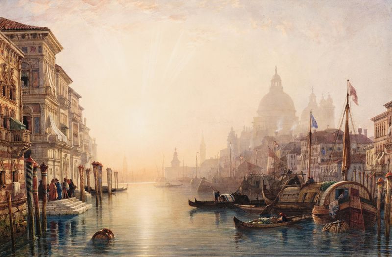 Venice, a view of the Grand Canal with Santa Maria della Salute, oil painting by William Wyld