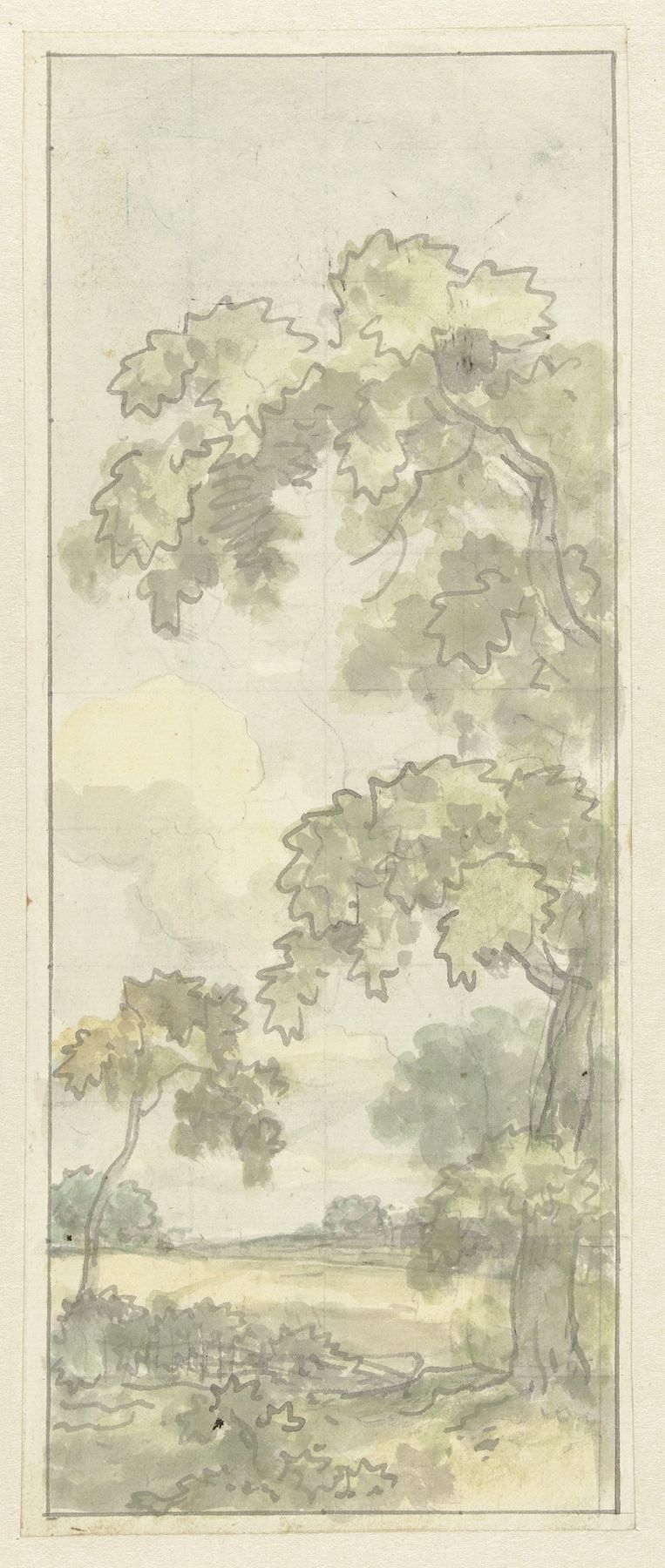 Paisagem com verdes exuberantes e azuis suaves de Jurriaan Andriessen, pintura a óleo