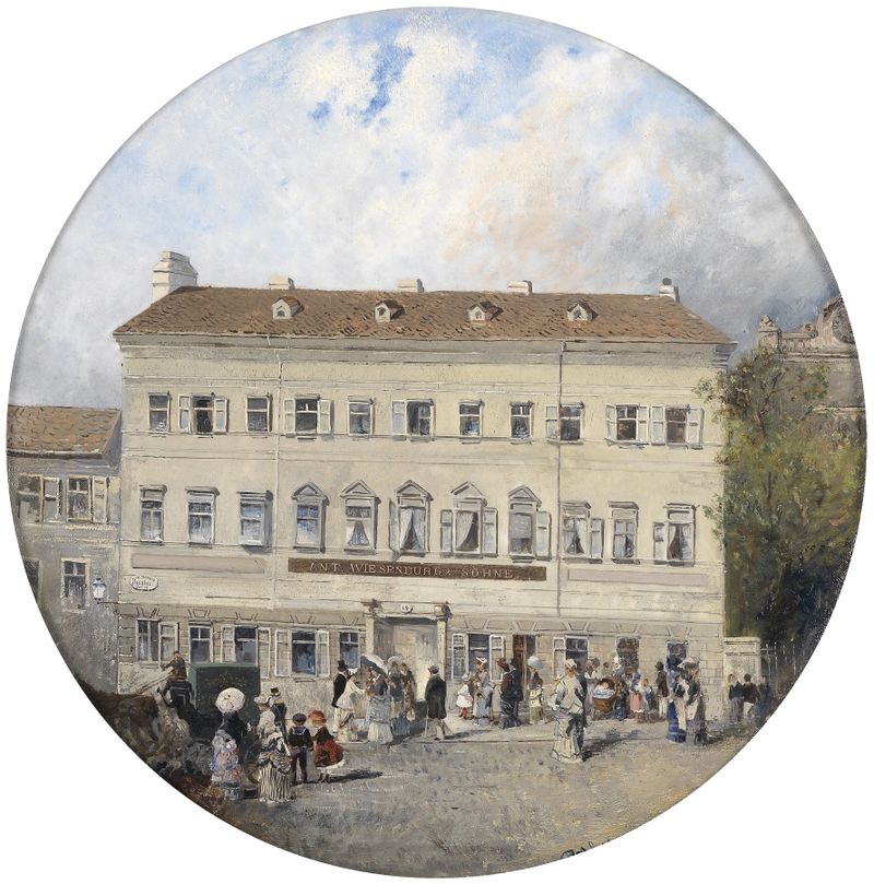 Wiesenburg und Söhne Neubau de Robert Alott, realismo, retratando uma fachada de edifício detalhada.