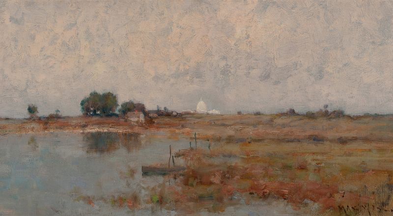 Potomac Marshlands with the United States Capitol, oil on canvas by Max Weyl