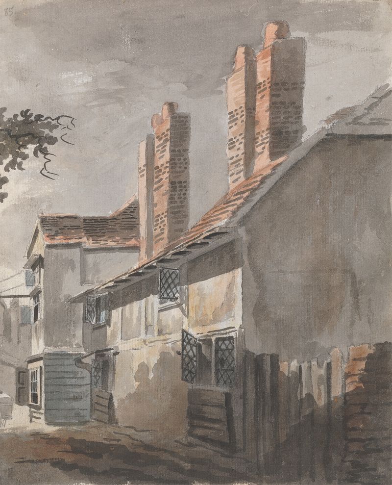 View of a building with chimneys, oil on canvas by James Miller
