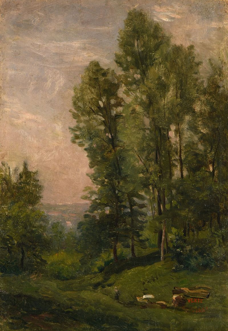Óleo sobre tela de Charles François Daubigny mostrando um rio tranquilo e folhagem exuberante.
