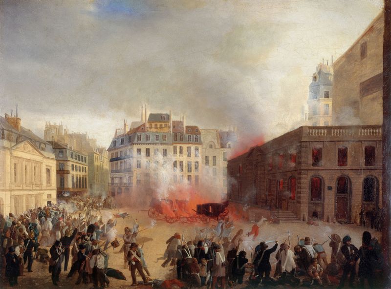Escena histórica de una revolución, pintura al óleo de Unknown Artist