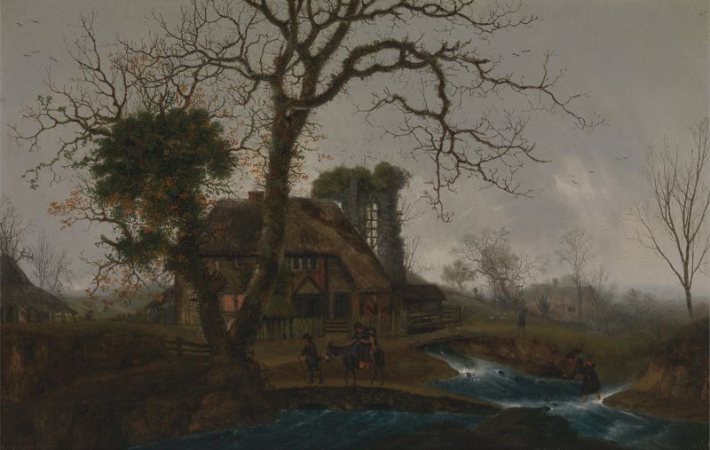 Winter landscape by George Smith, depicting a serene snowy scene.