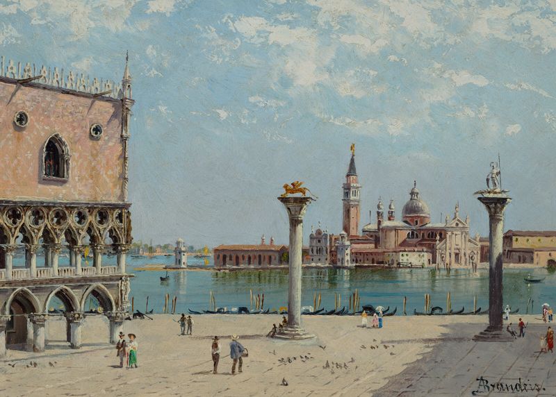 St Mark’s Square de Antonietta Brandeis, Impresionismo, figuras animadas y arquitectura.
