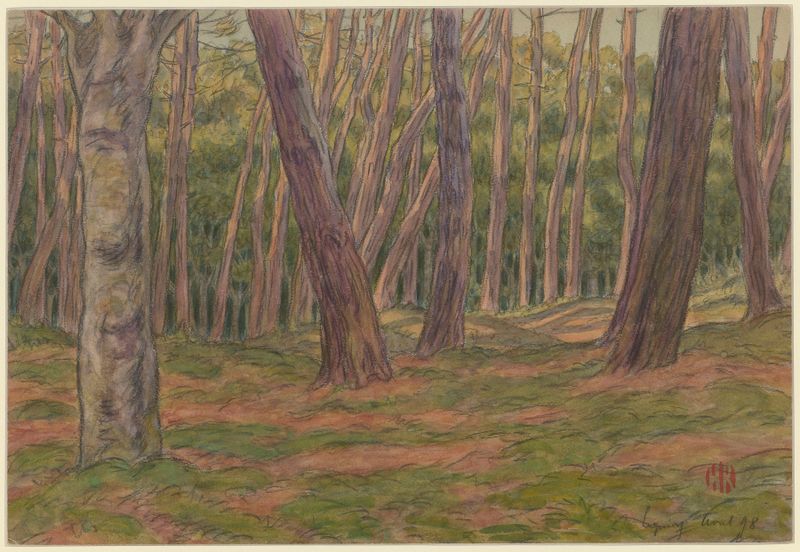 Paisaje con agua y árboles de Henri Rivière, 1898, pintura al óleo