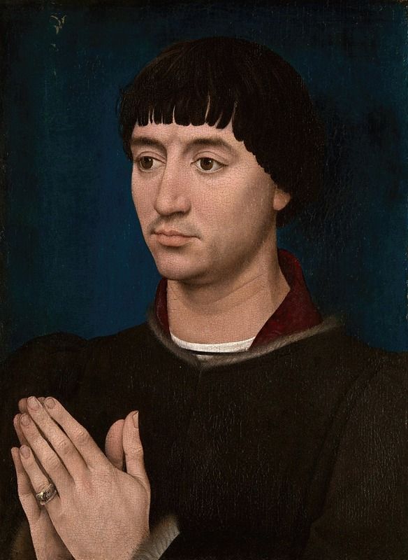 Portrait of Jean Gros by Rogier van der Weyden, oil on panel, featuring a lifelike gaze and detailed clothing.