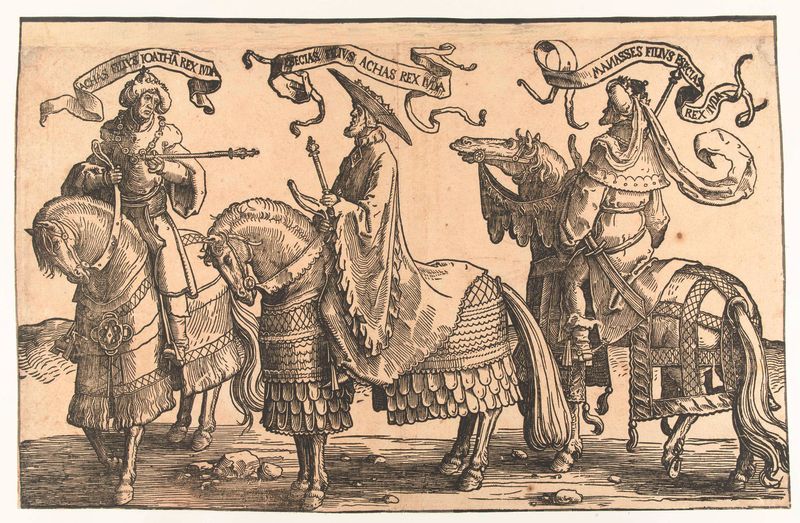 Escena religiosa que representa al Rey Ezequías en una túnica roja de Lucas van Leyden, pintura al óleo