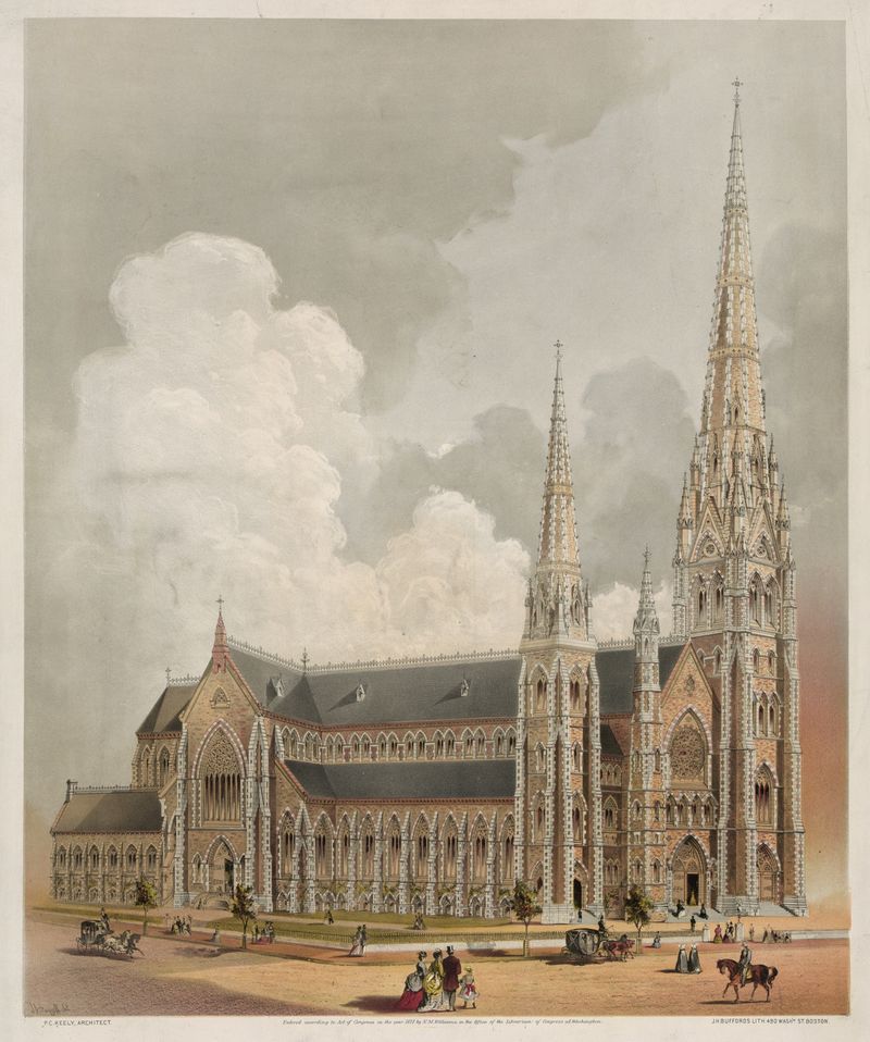 Engraving of Cathedral of the Holy Cross by John H. Bufford's & Sons