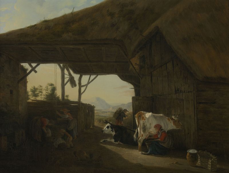 Cena figurativa de homem e besta entrelaçados, pintura a óleo de Jean-François Legillon