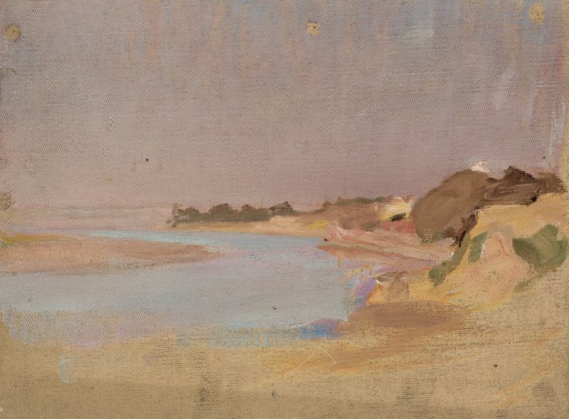 Paisagem de rio de Jan Ciągliński, 1907, pintura a óleo