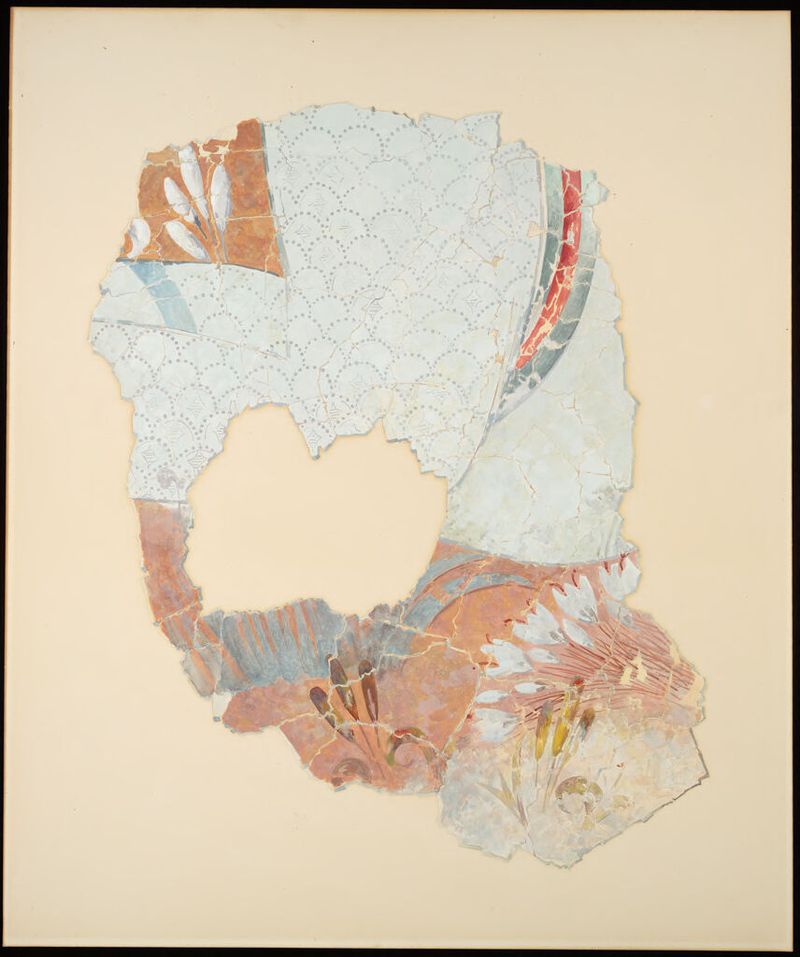 Watercolour by Emile Gilliéron depicting a kneeling figure from Minoan culture.