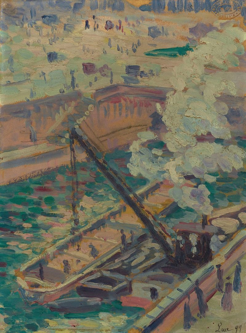 Pochade pour Notre-Dame de Maximilien Luce, óleo sobre tela representando a arquitetura de Notre-Dame.