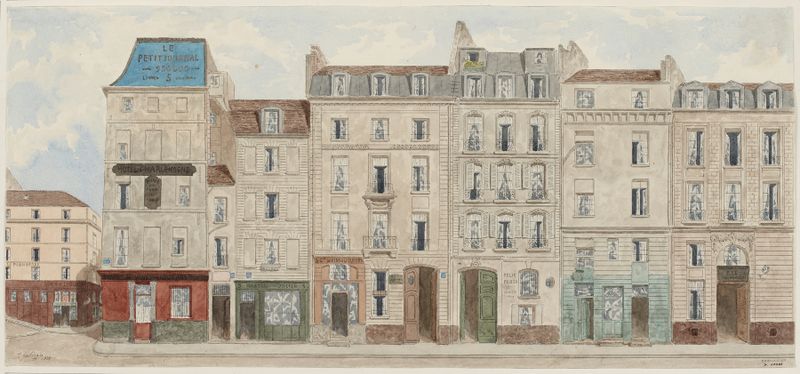 Rue du Fouarre Nº1 à 11 by Jules Gaildrau, oil on canvas depicting a quiet street scene.