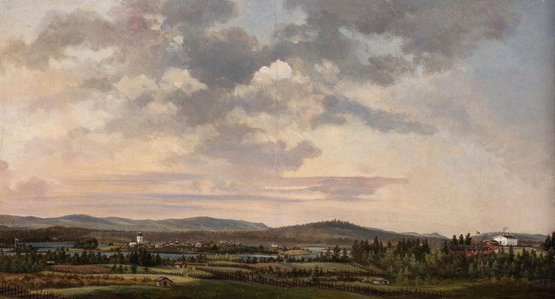 Motif from Ytterhogdal de August Winqvist, óleo sobre lienzo que representa patrones naturales en espiral.